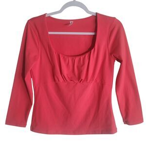 Athleta Shanti Scoop Neck Top Women's Size Medium Pink Coral Babydoll Fitted